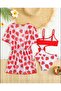 Children's Bikini Swimsuit Mayokini Strawberry Pattern Bikini Suit Pareo Set