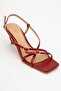 Chaka Red Buckle Square Toe Women's Heeled Sandals - 3