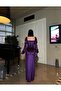 Single Breasted Stone Glitter Velvet Evening Dress Purple 583116 - 4