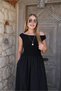 Buquet Women's Thick Strap One Shoulder Cross Top Knitted Bottom Poplin Maxi Length Dress - 2