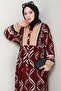 Shaped Spiral Pattern Viscose Dress Burgundy - 2