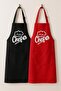 Double Chef Kitchen Apron Cook Apron Set of 2 Chef Cook Apron Double Apron Durable Fabric Stain Resistant - 2
