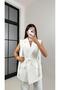 White Shoulder Detailed Belted Lined Vest Pocket Trousers Fabric Suit Gaus00476 - 2