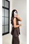 Bitter Brown Shoulder Detailed Belted Lined Vest Pocket Trousers Fabric Suit Gaus00476 - 5