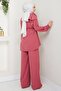 Shawl Collar Dusty Rose Double Set - 4