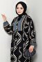 Shaped Spiral Pattern Viscose Dress Black - 2
