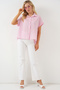 Women's Striped Short Sleeve Shirt 20327 - Pink - 2