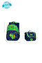 Royalglow Green Dinosaur Frequency Primary School Bag and Thermal Lunch Bag Set