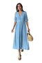 Women's Summer White Dress - V-Neck Lined Button-Detail Short Sleeve Dress 7539 - 5