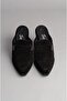 Seç 8039 Genuine Leather Heel Western Slippers (Heel Height: 9 cm) Black Suede - 4