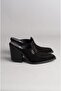 Seç 8039 Genuine Leather Heel Western Slippers (Heel Height: 9 cm) Black Suede - 2