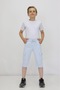 Boy's Light Blue Cargo Pocket Modern Linen Capri with Rope Detail Suitable for Summer Daily Use - 3