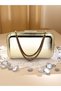 Gold Gold Dore Color Wrinkled Patent Leather Stone Handle Evening Dress Bag Evening Bag Wedding Engagement Portfolio - 4
