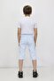 Boy's Light Blue Cargo Pocket Modern Linen Capri with Rope Detail Suitable for Summer Daily Use - 4