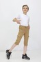 Boy's Light Blue Cargo Pocket Modern Linen Capri with Rope Detail Suitable for Summer Daily Use - 2