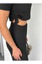 Women's Seersucker Fabric Crop Pants Suit with Side Drawstring Detail - 6