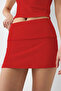 Red, Folded Waisted, Hidden Elastic Waist, Tight Mini Skirt