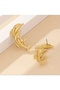 Quingda 1 Pair Stylish Gold Whale Tail Stud Earrings for Women - 6