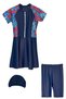 Uv Protection Skirted Leggings Short Sleeve Girl's Swimsuit Mira 1511 Navy Blue02 Triangle