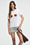 Kariva Women's Crew Neck Short Sleeve Front Print Detail Regular Fit White / Pattern T-Shirt - 2