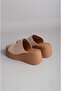 Seç 1700 Genuine Leather Filled Heel Slippers (Heel Height: 6.5cm) Beige - 5