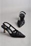 Seç 2536 Genuine Leather Heel Women's Shoes Black - 3
