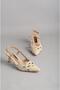 Seç 2536 Genuine Leather Heelled Women's Shoes Beige - 6