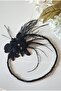 Black Feather Lace Detailed Party, Wedding Crown - 2