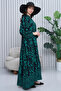 Women's Katkat Patterned Plus Size Viscose Hijab Dress Green - 4