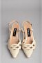 Seç 2536 Genuine Leather Heelled Women's Shoes Beige - 2