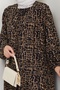 Square Neck Plus Size Viscose Mother's Dress Brown - 4
