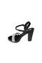 Yazkiş Women's Black Silver Satin 3-Stripes Stone 10cm Thick Heel 2cm Platform Heel Evening Dress Shoes - 3