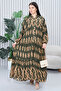 Women's Katkat Patterned Plus Size Viscose Hijab Dress Khaki - 6