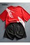 Life Wish Printed Cotton Fabric Men's Red T-Shirt-Black Shorts Set - 5