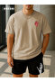Life Wish Printed Cotton Fabric Men's Beige T-Shirt-Black Shorts Set - 2