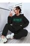 Happiness Lower Upper Tracksuit Set - Black Printed Oversize Rubber Leg Hoodie