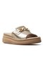 Women's Genuine Leather Buckle Detailed Daily Slippers 25Y 2409915Y Z Gold - 4