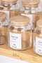 9-Piece Wooden Vacuum Lid Labeled Glass Jar with 3-Tier Bamboo Stand (300ml) - 5