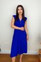 Women's Short Sleeve Double Breasted Collar Waist Corsage Ice Cream Midi Janjan Crepe Dress - 4