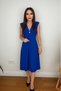 Women's Short Sleeve Double Breasted Collar Waist Corsage Ice Cream Midi Janjan Crepe Dress - 2