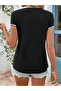 Women's Short Sleeve Front Zipper Sleeve Tip Glittering Viscose Blouse - 5