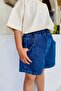 Kids Unisex Blue Double Pocket Denim Jeans Shorts - 3