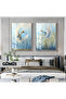 Amazing | Blue-Gold Abstract Swans Combination | Framed Glass Table 2 Pieces Vertical