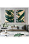 Amazing | Green Leaf Combination (Palm) | Framed Glass Table 2 Pieces Vertical