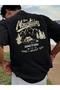 qubo Unisex Oversized Printed Cotton Crew Neck Short Sleeve BLACK T-shirt