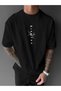 Premium Unisex Printed 100% Cotton Crew Neck Short Sleeve Black T-Shirt - 2