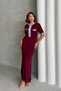 Women's Burgundy Stylish Jean Detailed Short Sleeve Buttoned Knitwear Dress - 2