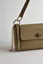 Women's Flap Shoulder Bag – Adjustable Strap Chain Detail - 7