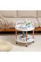 Round Side Table -3 Tier White - Versatile Space-Saving Elegant Design End Coffee Side Table Nightst - 5