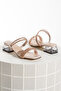 Women's Single Strap Stone Short Heeled Evening Dress Shoes - 3